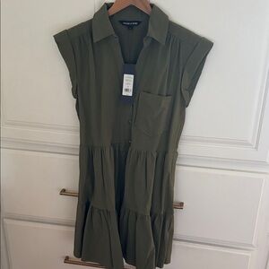 Veronica Beard Khaki Tiered Dress